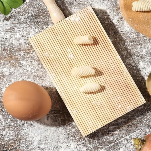 2 Stück Gnocchi-Brett, Gnocchi-Brett aus Holz, Gnocchi-Brett und Butterspatel aus Holz für alle Arten von Nudelformen, einschließlich Cavatelli, Tagliatelle und Ravioli