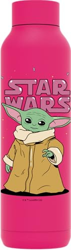 Quokka The Mandalorian GROGU Neon - Borraccia termica in acciaio inox solido Raspberry Pink 630 ml