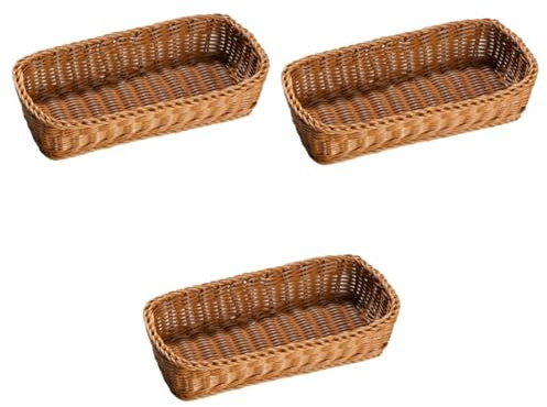Alipis 3pcs Versatile Basket Storage Cube Cutlery Organizer Kitchen Accessory Woven Baskets for Hotels