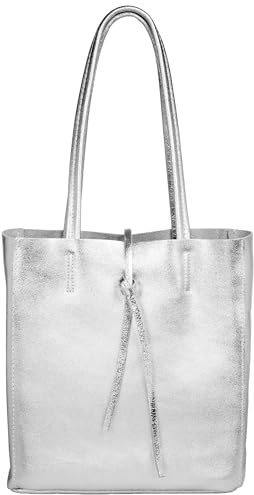 Caspar mittelgroße Leder Shopper Schultertasche Casual Damen Tasche mit Sicherheitsfach - CLASSIC LINE - Modell No.814 - Made in Italy