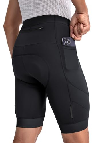 BERGRISAR 4D vadderade cykelshorts herr vägcykel snurrande shorts med 3 fickor, Svart, L