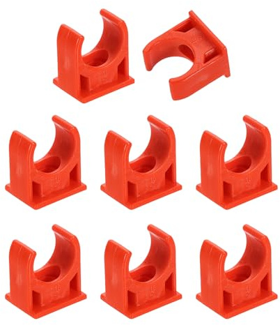 sourcing map Lot de 8 colliers de serrage en PVC pour tuyaux d'eau en forme de U, support de tube d'irrigation pour plateaux TV, supports de tuyau, support de tuyau, support de tuyau, rouge