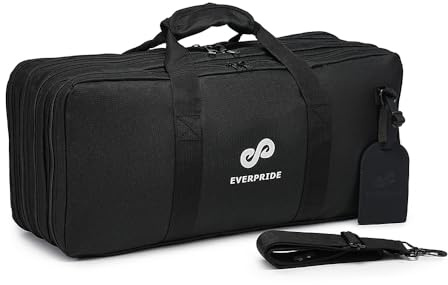EVERPRIDE 4 Taschen - Schwarz - Kochmessertasche, 20 Messerschlitze, 4 Staufächer, professionelle kulinarische Tasche mit Schultergurt, schwarz, Laptop/Tablet gepolsterter Schlitz - Messer nicht im