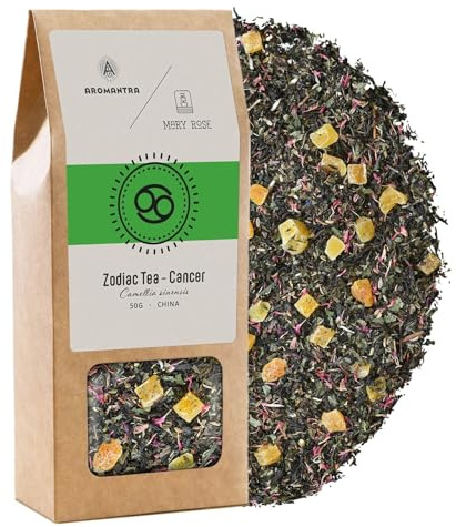 Thé noir Cancer Aromantra x Mary Rose mangue orange 50g | Infusion thé noir pour Cancer aux morceaux de mangue, menthe, mélisse et huile essentielle d'orange naturelle réconfortante