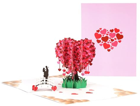 Sikweny Biglietto Auguri Matrimonio Progettazione 3D Biglietto Matrimonio Albero Dell'amore Pop-up Wedding Card Materiale In Cartone Per Invito Di Nozze Auguri Anniversario Cerimonia Fidanzamento