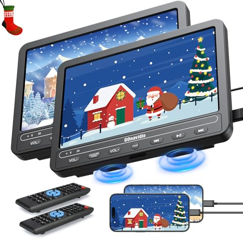 10,1 DVD Player Auto 2 Bildschirme 5-Stunden-Akkulaufzeit mit HDMI-Eingang, USB/TF-Karte, Speicherkapazität, Wiedergabe gleicher/verschiedener Filme, Auto-DVD-Player für Kinder 2 Player