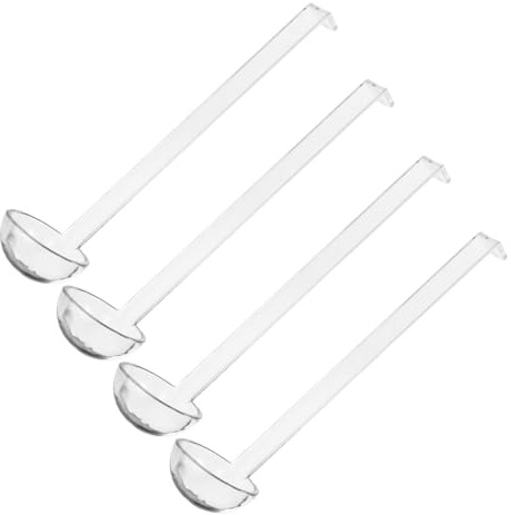 Cabilock Lot de 4 Louches à Cocktail Transparentes Grosse Taille en Plastique Réutilisable à Long Manche pour Traiteurs Ingrédients pour Fêtes Service de Sauces et Soupes