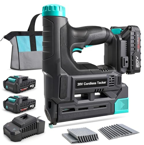 BLUEMARS 20V Cordless Brad Nailer and Staple Gun, 2x2.0Ah Batteries, 2.4A Charger, 1000pcs 18 Gauge Nails & Staples, Electric, 6 Depth Adjustment, for Upholstery Woodworking