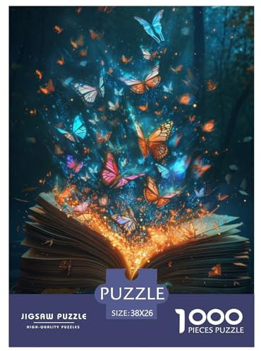 Papillon Puzzle 1000 Pièces Livre Magique Puzzles Jeux D'activités Familiales Stimulantes Décoration Intérieure en Carton 100% Recyclé pour La Détente Créativité Et comme Cadeau 38x26cm/1000pcs