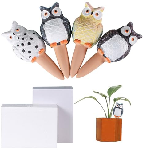CASOME Lot De 4 Arroseurs Automatiques en Céramique en Forme d'animaux pour Plantes, Système D'irrigation Goutte À Goutte, Arroseurs Décoratifs pour Usage Intérieur Et Extérieur