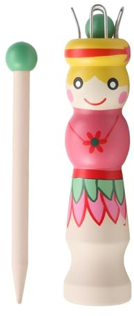 iwui French Knitting Dolly Kit for Yarn and Wool Projects, DIY Craft Tool | Traditional Hand-Painted Yarn Spool Wooden Knitter with Needle for Braiding Bracelets Scarves