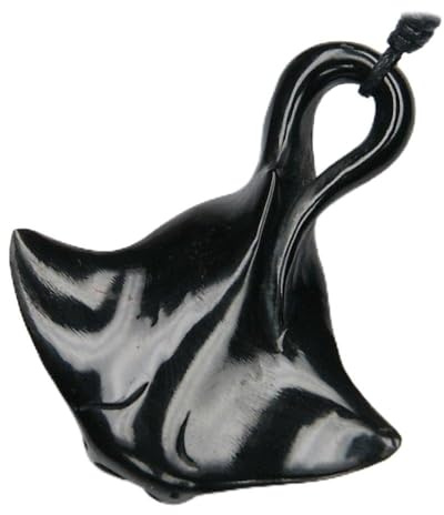 Drachensilber Manta Anhänger Horn - Markanter Meeres Kettenanhänger mit Textilband in Leder Optik Natürlicher Meeres Schmuck freier fließender Wirkung Damen Herren Halskette Kette