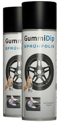 Gummi Dip Sprühfolie 12000002 Flüssiggummi Spray 2er Set, 2x400 ml, schwarz matt