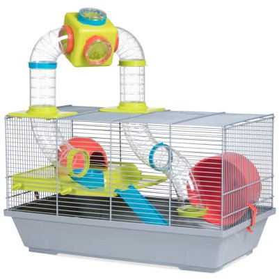 Voltrega Sancha Hamsterkäfig mit Röhren, 50½ x 28 x 32 cm, weiß/grün