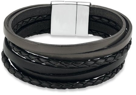 s.Oliver Herren-Armband Edelstahl Leder 21 cm - 466035