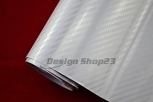 Neoxxim 5.39€/m2 2D Carbon Folie Auto Folie - WEISS 2D glanz - 300 x 127 cm blasenfrei selbstklebend flexibel Car Wrapping Folie Auto folieren