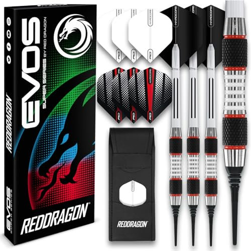 RED DRAGON Darts - Axis Softip 18g Barrel Weight 20g Full Weight - Tungsten Dartpfeile Set mit Flights, Schäfte and Darttasche