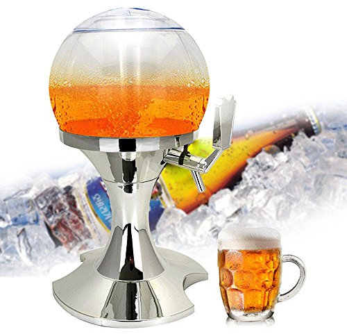 AOLVO Dispensador de Cerveza con Cubo de Hielo, 3,5L Decorativo dispensador para Bar y Fiestas, Salida automático, Negro