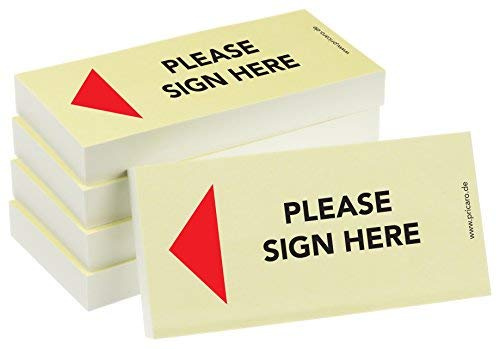PRICARO Haftnotizen Please sign here Pfeil links, 100 Blatt, 5 Stück