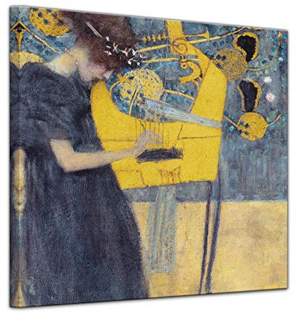 Bilderdepot24 Bild auf Leinwand | Gustav Klimt Die Musik in 40x40 cm als Wandbild | Wand-deko Dekoration Wohnung alte Meister | 180944-40x40
