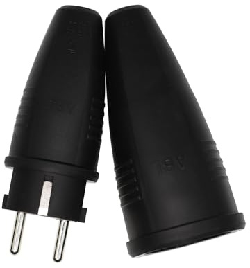 ABL Gummi Schuko Stecker und Schutzkontakt Kupplung 230V Stromstecker für Verlängerungskabel IP20