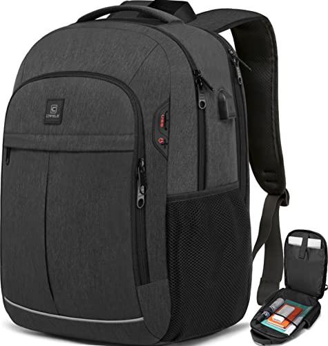 Cafele Mochila escolar, mochila de viaje TSA de 17,3 pulgadas, mochila universitaria con Puerto usb, mochila de computadora impermeable juvenil regalo para hombres y mujeres, gris