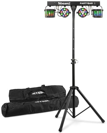 Beamz Partybar2 LED Disco Light Kit with Soft Case - Sound Activated RGB Light Bar, DJ Lights Set for Parties, Stage and Rave Lighting, Disco Light, Disco Lights Sound Activated, DJ Light