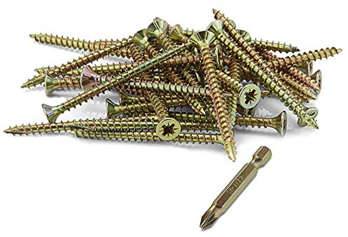 SEQUAL® Hyper Drive Wood Screws M4x70mm (Box Of 100), Self Countersinking Head For Flush Smooth Finish, Woodscrews Pack With Knurled Thread For Easier Drive And Holding Power, Rust Resistant Screw Set