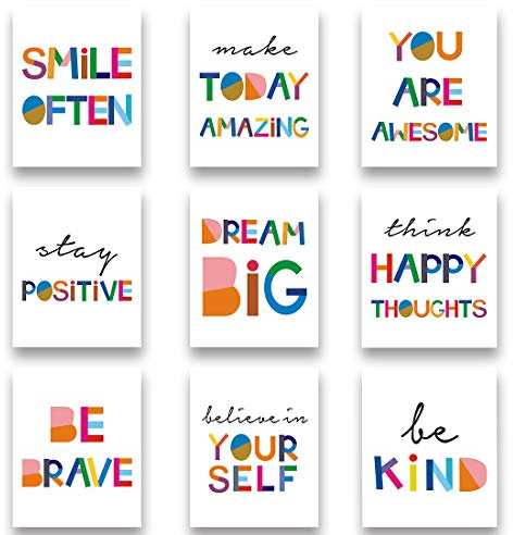Aquarell-Wörter, inspirierendes Zitat, moderner, minimalistischer Typografie-Kunstdruck, 20,3 x 25,4 cm, Leinwandbild, motivierendes Zitat, Sätze, Wandkunst, Poster für Kinderzimmer oder Kinderzimmer,