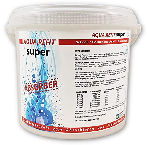 AQUA.REFIT plus Super Absorber Aufsaugen Wohnmobil Camping Toilette Chemie WC Boot Festival Zelten Urinal Urin KOT Flüssigkeit (2,5 kg) 13,04 €/kg