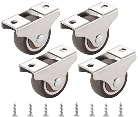Suwooy 4 Stück Bockrollen Räder 25mm 32mm 35mm 50mm, Leise Gummi Möbelrollen, Transportrollen, Schwerlastrollen Rollwagen Werkbank Ersatzrollen Für Möbel, Schwenkrollen, Plattenrollen,32mm