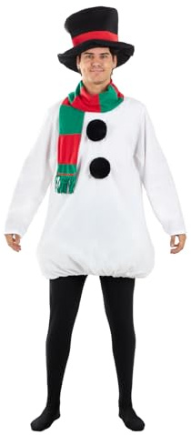 Funidelia Disfraz de muñeco de nieve para hombre, Incluye traje, bufanda y sombrero, Navidad - Traje para adultos para fiestas, Carnaval y Halloween - Talla L-XL