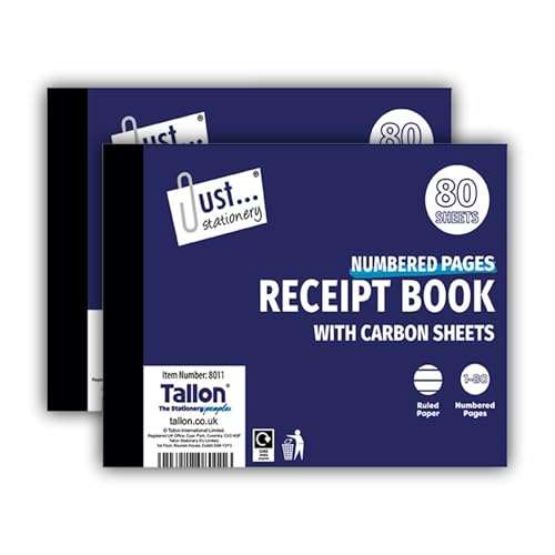 JMS we create smile (Pack of 2) Professional Half Size Receipt Book 1-80 Page Cash Payment Pads with Carbon Sheet Easy Tear for Creating Receipts Invoice