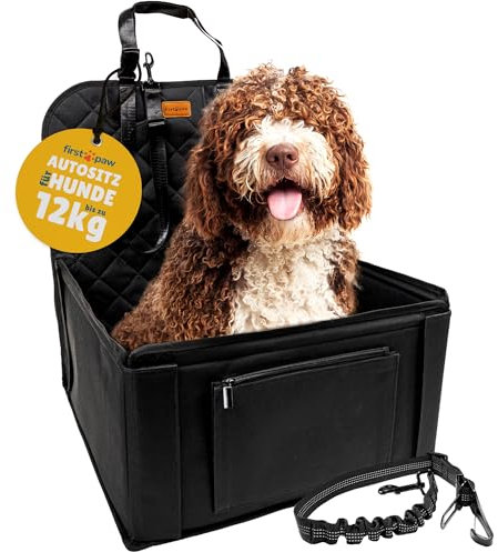 FIRSTPAW Hunde Autositz für Kleine bis Mittlere Hunde - Hundesitz Auto Rückbank und Vordersitz, Hochwertiger und wasserdichter Hundeautositz Schwarz Hundetransportbox Auto
