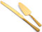 FULLYWARE Juego de Cuchillo y Servidor de Tarta de Oro, Set de Cortador de Torta de Acero Inoxidable para Bodas, Cumpleaños y Fiestas