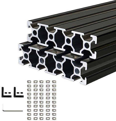 CNCYEAH 2 stycken 2080 aluminiumprofil extrudering 1 000 mm spår 6,2 T-typ europeisk standard anodiserad linjär skena aluminiumprofil 20 x 80 aluminiumprofil med tillbehör för CNC-maskiner
