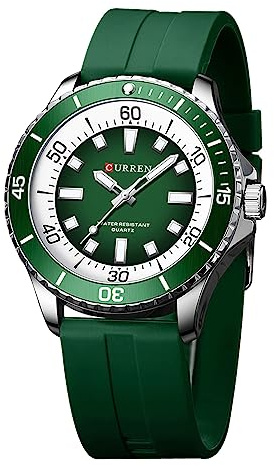 FORSINING Klassische analoge Quarzuhr, Silikonband, Business-Casual-Armbanduhr, wasserdicht, Farbe, großes Zifferblatt, Militär-Uhren