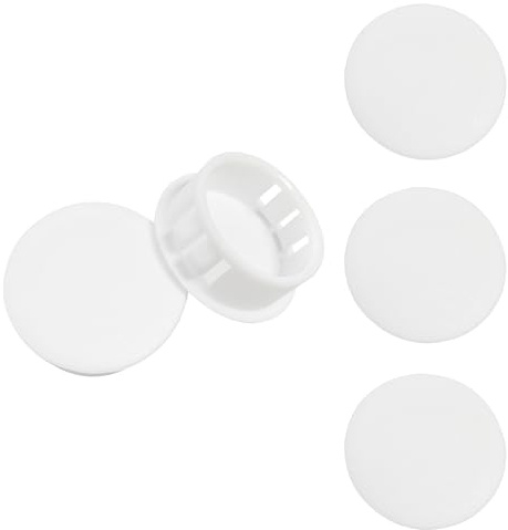 Qrity 20 PCS Plastic Button Plugs, 15mm Round Drill Hole Cover Caps, Snap on Type, Furniture Hole Caps, White, for Cabinet Desk Table Chair Cupboard Wardrobe