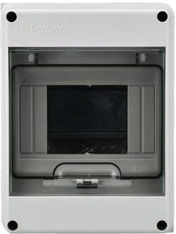Scatola di Distribuzione Elettrica, IP65 Scatola Interruttore Automatico a 3 Moduli con Scatola di Distribuzione della Copertura Impermeabile Trasparente Impianto Elettrico Esterno(3 Moduli)