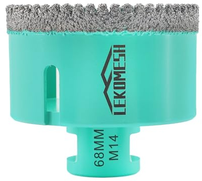LEKOMESH Scie Cloche Carrelage 68mm - Foret Diamant Carrelage Scie Cloche Diamant pour Porcelaine Céramique Granit Marbre Pierre, M14 Filetage