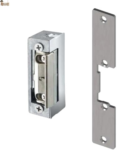 BricoLoco.com Serrure électrique - Serrure électrique encastrée cadre de porte extérieure ou intérieure - Ouvre-porte automatique 8 V à 12 V - Multitension - Avec plaque (court sans blocage)