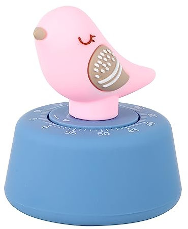 PRETYZOOM Mechanischer Küchen Timer Aus Kunststoff Manuell Aufziehbar Rosa Cartoon Vogel Design Kein Batteriebetrieb Präzise Zeitmessung Für Kochen Und Backen