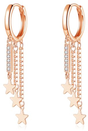 Loutade Ohrringe Hängend Silber Creolen, 925 Sterling Silber Ohrringe Quaste Baumeln, Hypoallergen Ohrringe Hängend Threading Lange Silber Quaste Kette Hängende Creolen Ohrringe für Damen Frauen