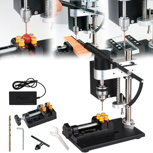 Perceuse à Colonne, 250W Mini Support De Perceuse D'établi Mandrin Perceuse à Vitesse Réglable à 7 Vitesses Avec Une Envergure 0,3 à 4 MM Réglage Hauteur 50MM Pour Métal Bois L'acrylique L'aluminium