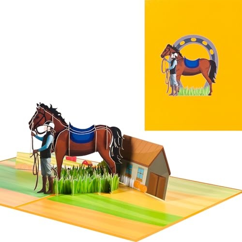 Pop-up Geburtstagskarte,3D Reitsport Karte