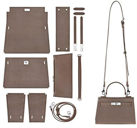 POPSEWING DIY-Taschen-Set, Designer-Tasche für Damen, DIY-Ledertaschen-Set, DIY Umhängetasche mit Nähset, DIY handgefertigtes Taschen-Set für Mutter, Freundin, Geburtstag, Weihnachten,Geschenk(Taupe)