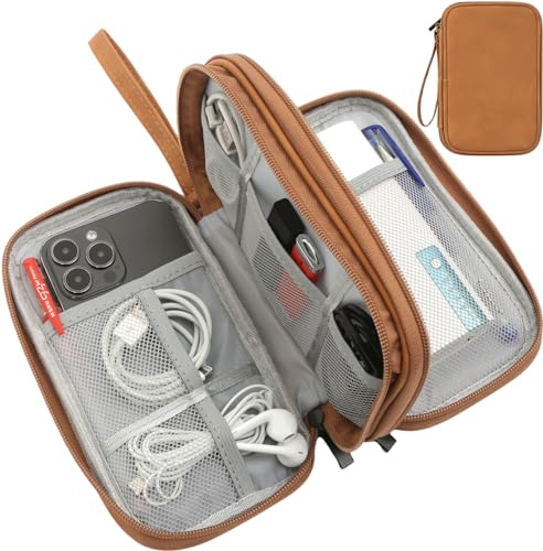 CAAORDKSO Étui de transport universel pour accessoires électroniques, sac de rangement de câbles électroniques, pochette pour câbles, USB, cordon, chargeur, téléphone, banque d'alimentation, écouteurs