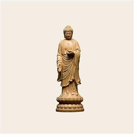 ASumPio Buddha-Dekor, Buddha-Statue, 15/21 cm, Chinesische Holzschnitzerei, Heimdekoration, Handwerk, Holzstatue, Skulptur, Heimdekoration, Figur, Zen-Garten, Buddha-Dekor Für Draußen