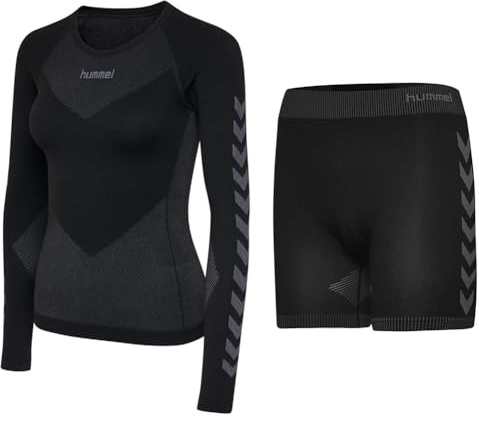 hummel Damen First Seamless L/S Trikot, Schwarz, M-L EU & Damen Hmlfirst Seamless Short Tights Women