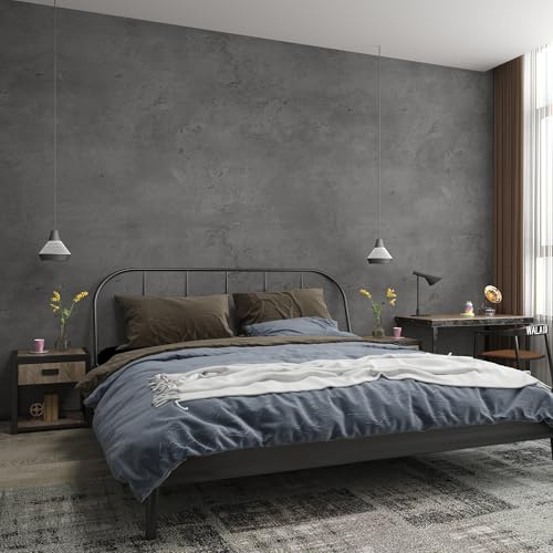 JSEVEM 80CMx4M Dunkergrau Schwarz Tapete Selbstklebend Betonoptik | Extra Breite Dicke In Großen Rollen 3d Grau Wasserfest Abnehmbar Klebefolie Möbelaufkleber Schlafzimmer Badezimmer